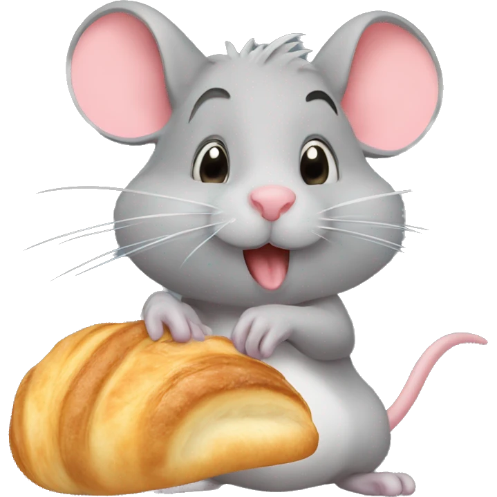 rat eating a croissant ￼ emoji