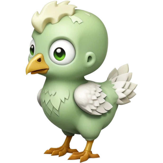 small square-shaped Minecraft baby zombie riding a tiny white chicken emoji