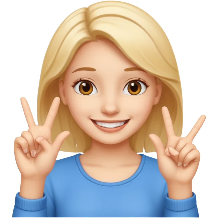 cheerful smile girl with cheerful hand gesture emoji