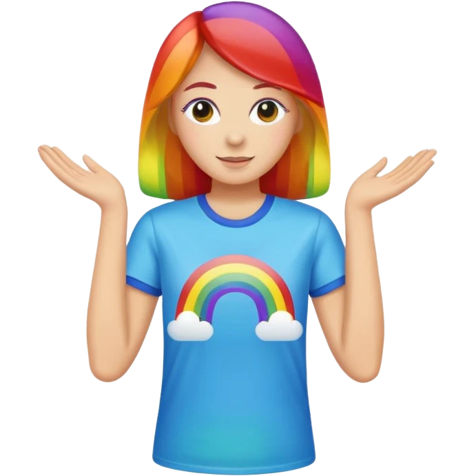 woman with rainbow colored t shirt emoji