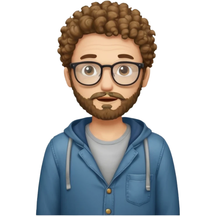 curly skinny guy with bear and glasses, poor and greedy with the pockets empty emoji