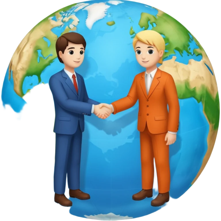 Shake hands and a globe showing negotiation of climate change with accurate image showing environment not just 2 person in a pic emoji