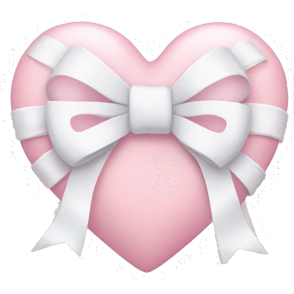 Pastel pink heart with white bow emoji