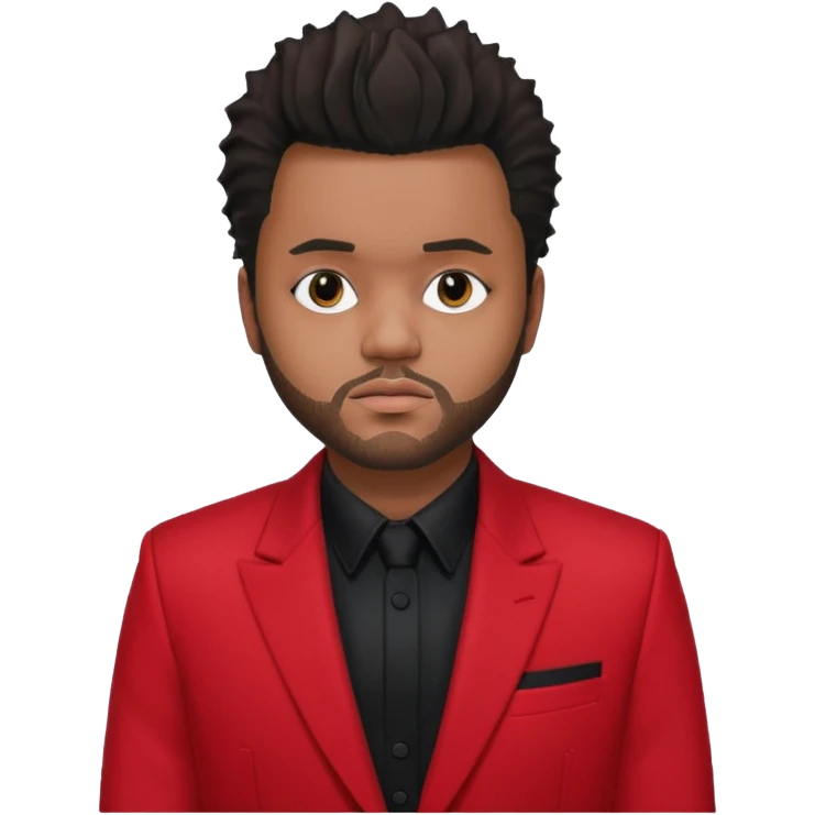 The Weeknd with black shirt, red suit jacket emoji