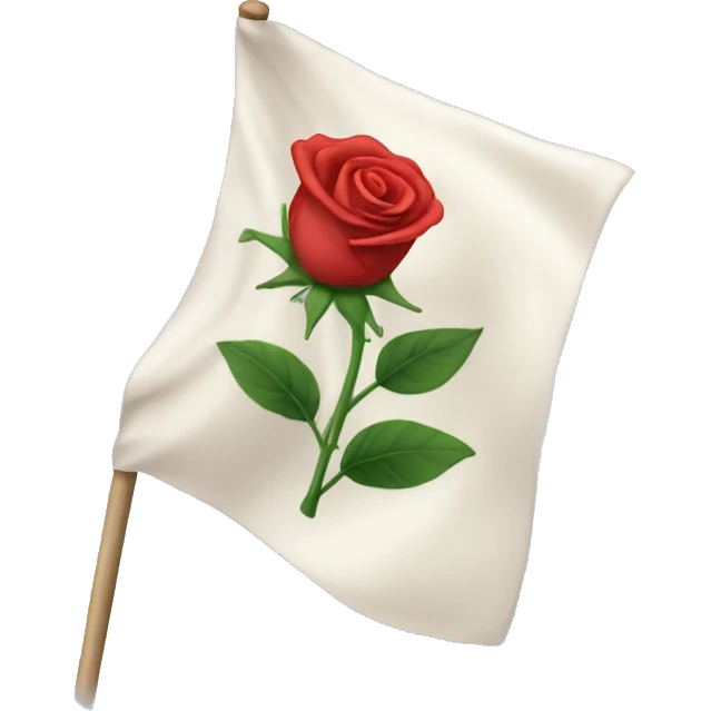 emoji white flag with red rose on the center emoji