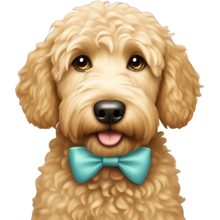 Golden doodle with bow emoji