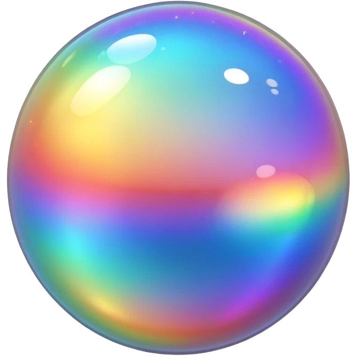 Iridescent bubble with rainbow reflections and shiny surface emoji