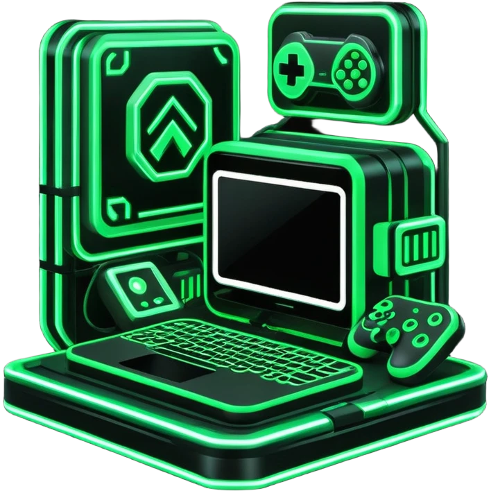 Modern Black And Green Cyber Gaming Aesthetic Scenery Deco emoji