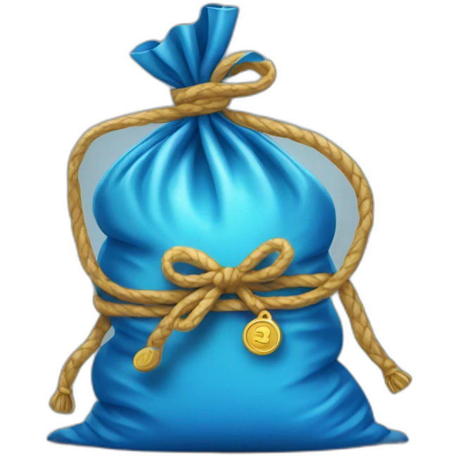 sack of blue shiny coins emoji