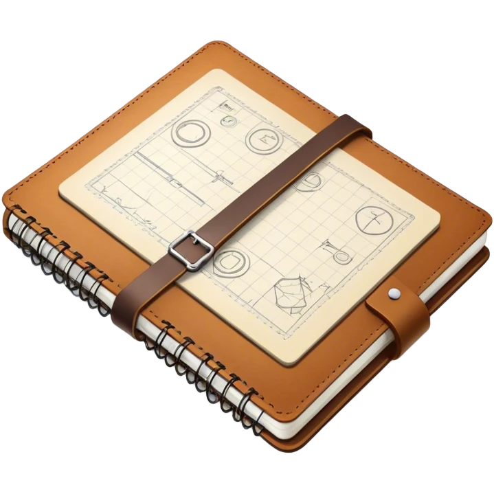 a notebook with lots of technical sketches emoji