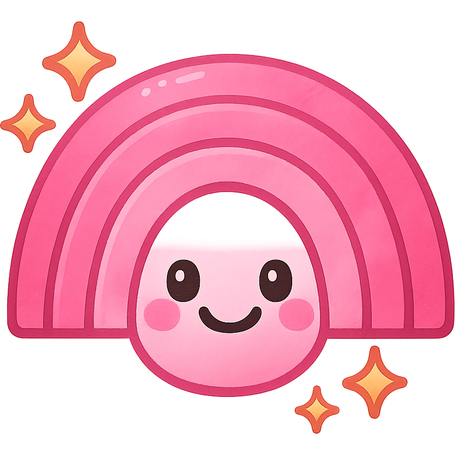 pink rainbow emoji, cheerful and bright emoji