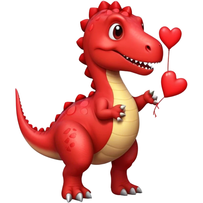 dinosaur holding hearts emoji