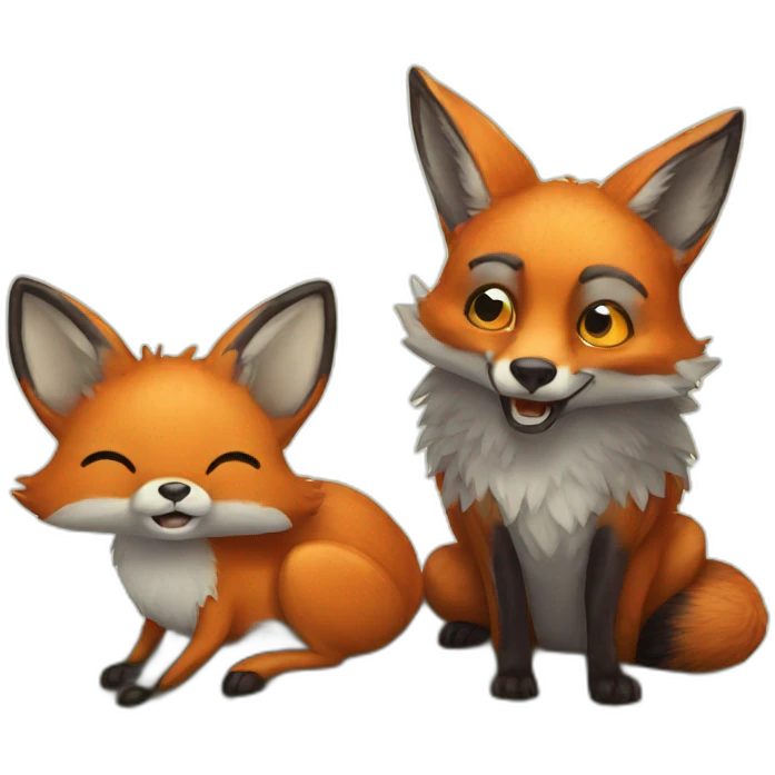Fox and a beetle friends  emoji
