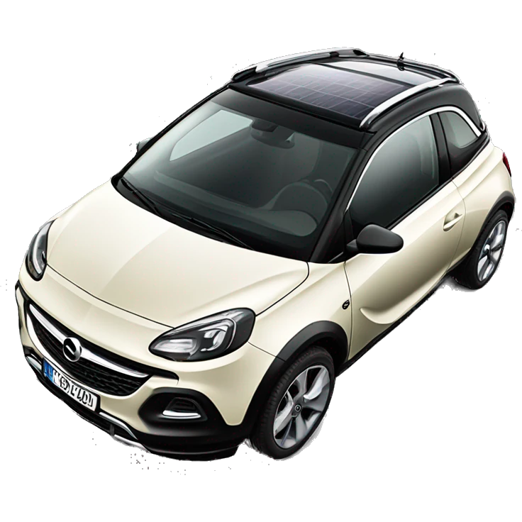 opel adam rocks in off white with sliding sun roof, only front view from the bottom emoji