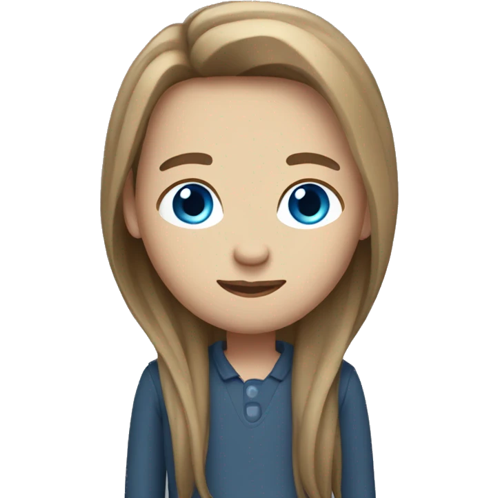 Person with Brown long straight hair blue eyes  emoji
