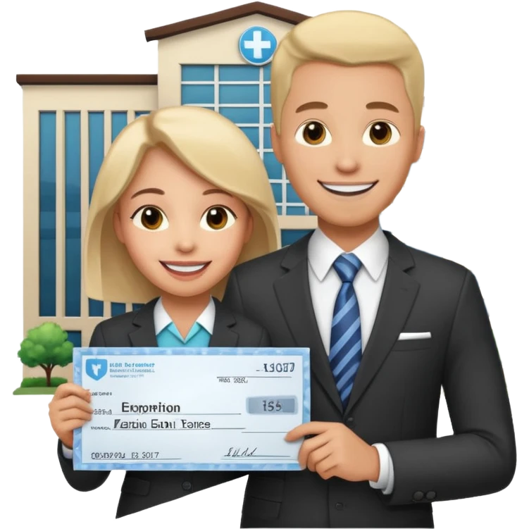 Happy CEO investing money to a hospital emoji