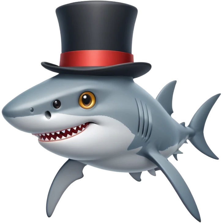 Shark with a top hat emoji