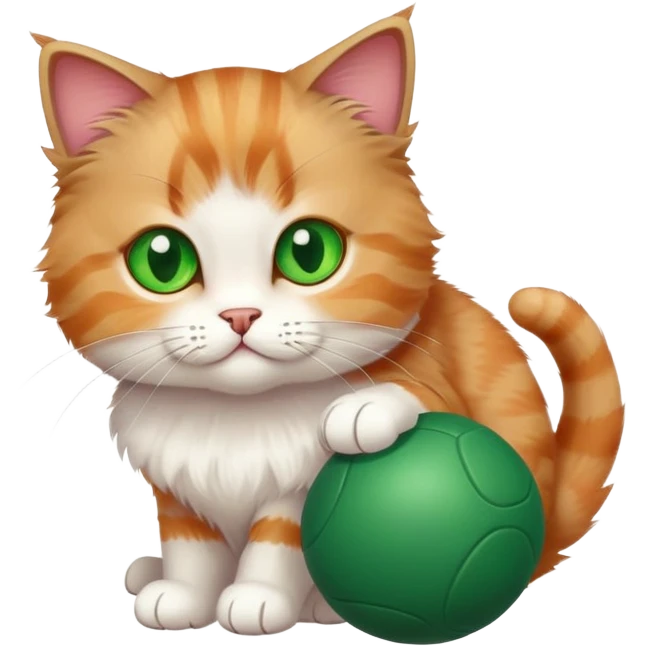 Scottish cat with green eyes ball emoji