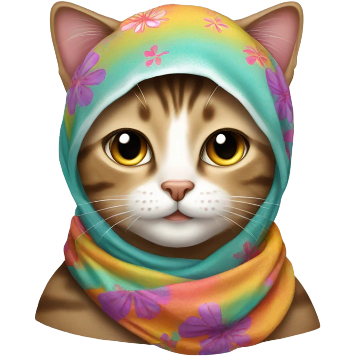 Tabby cat babushka emoji