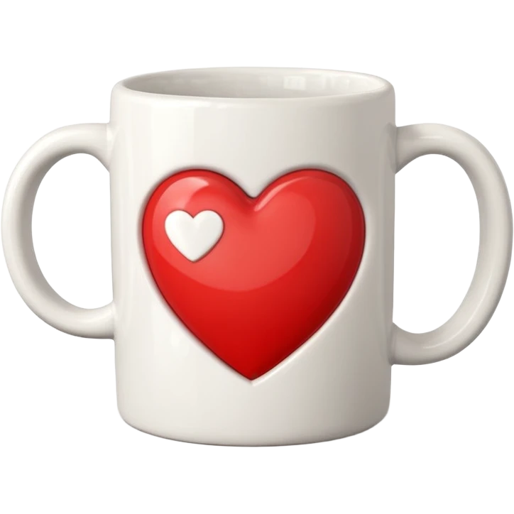 mugs with heart symbol emoji