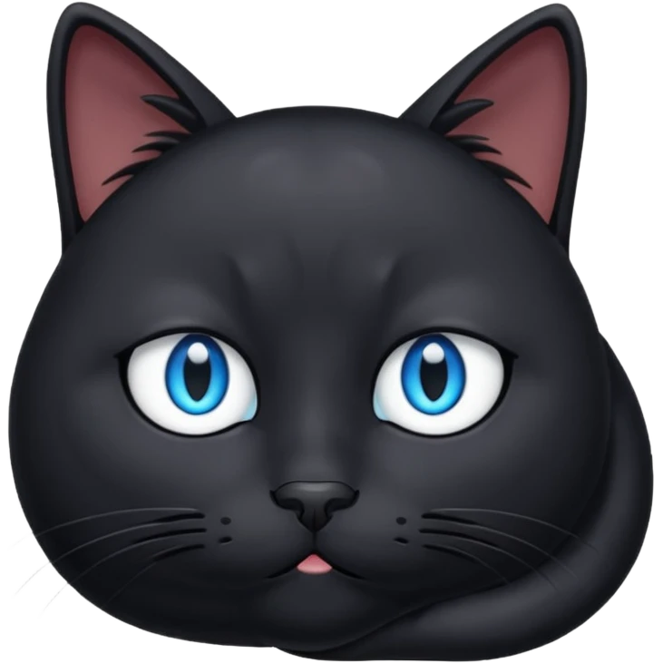 black cat with blue eyes being tired emoji