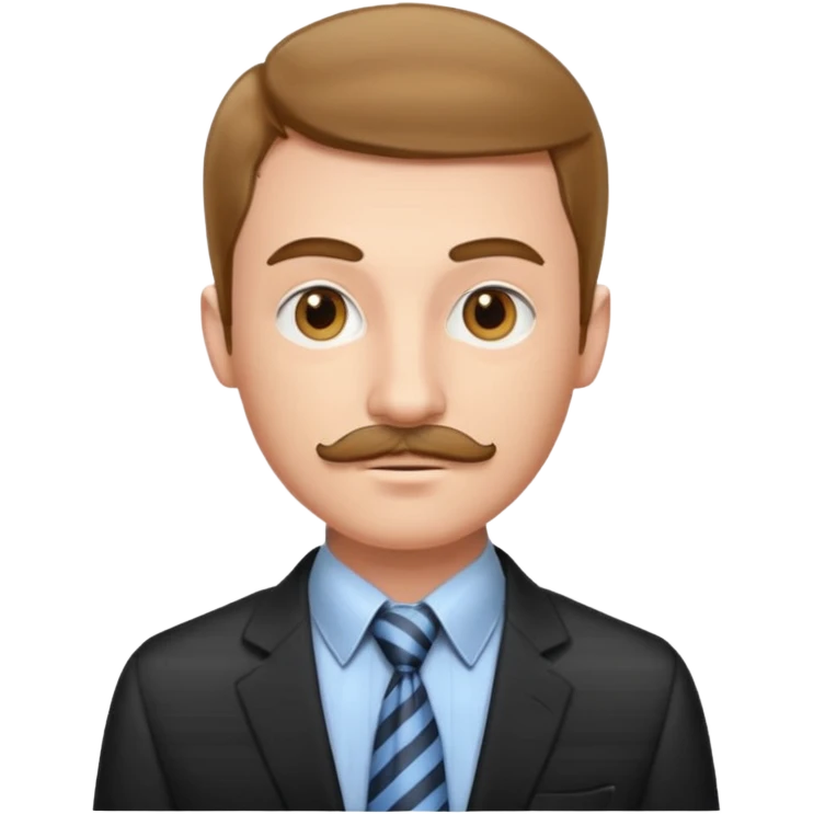 Young man with thin mustache & striped tie emoji