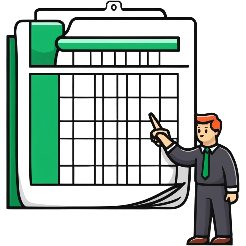 hand pointing down with an Excel spreadsheet emoji