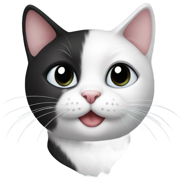 black and white cat with black moustache emoji