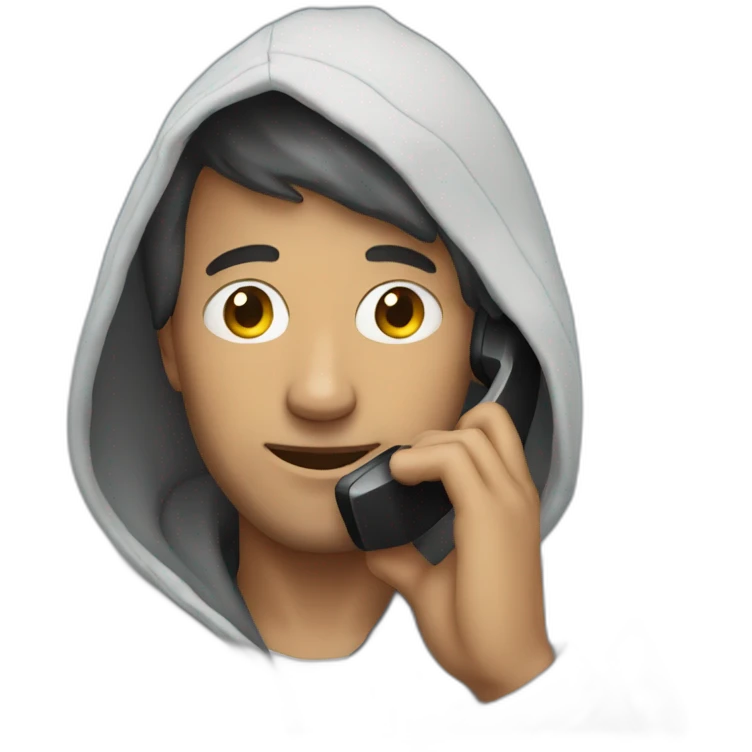 man in hoodie talking to the phone emoji