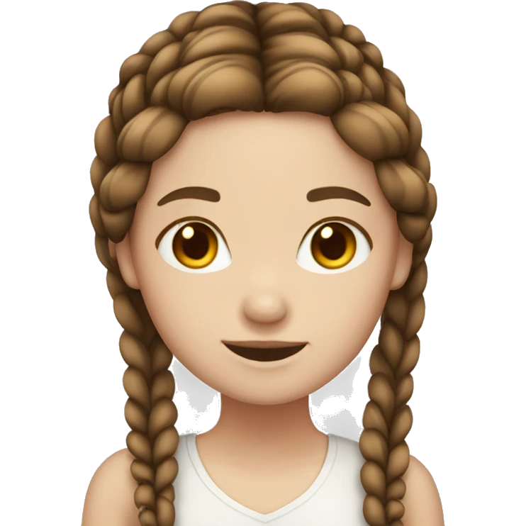 Girl brown hair white skin with braids  emoji