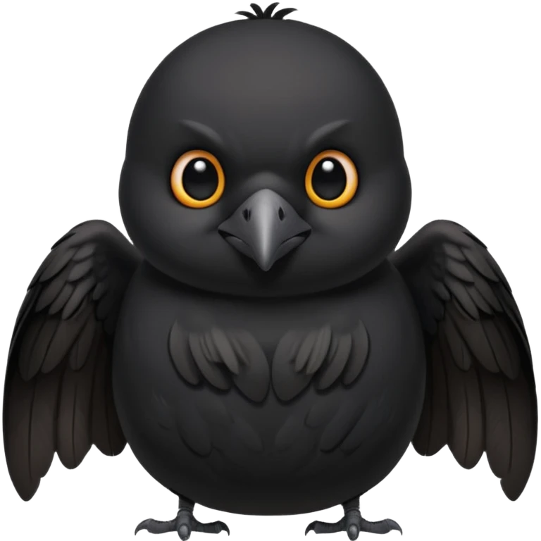 fat cute crow with bat wings emoji