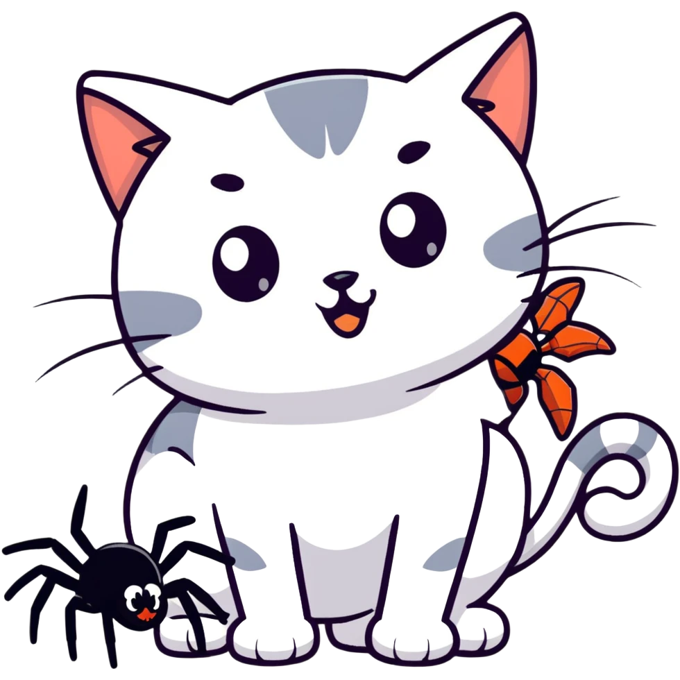 cat kissing a spider emoji