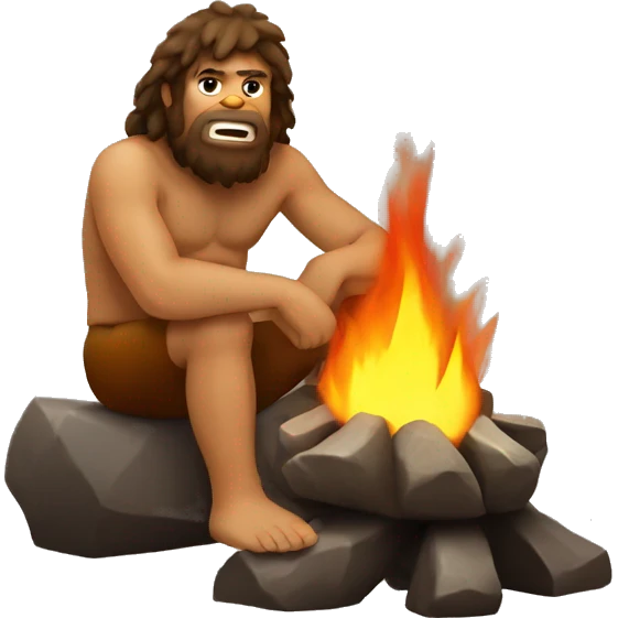 caveman sitting by the fire emoji