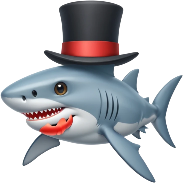 Shark with a top hat emoji