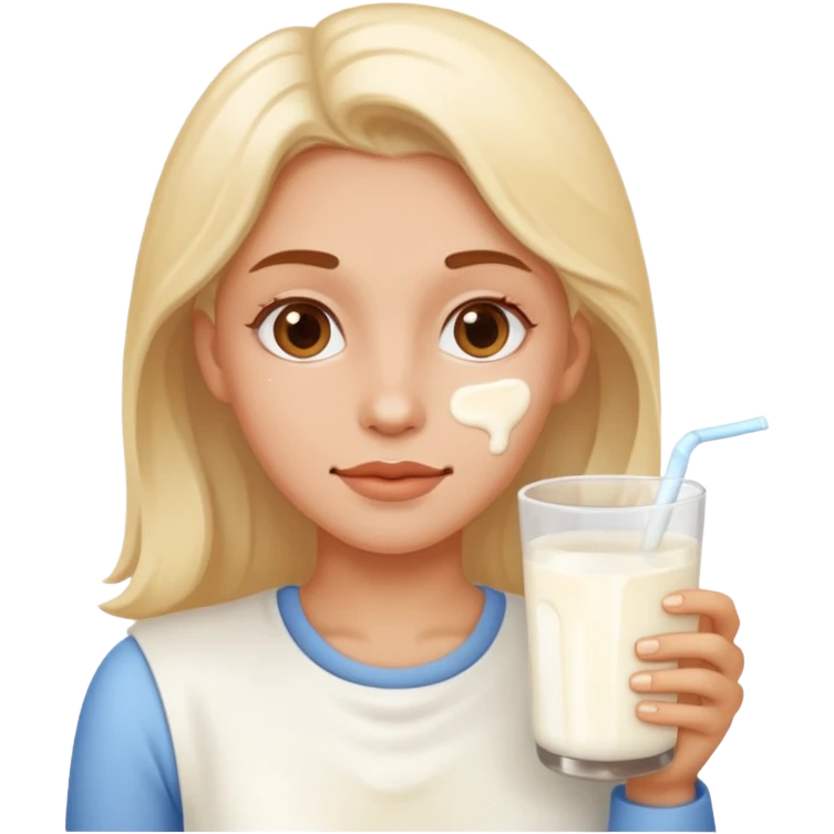 Woman with milk on face  emoji