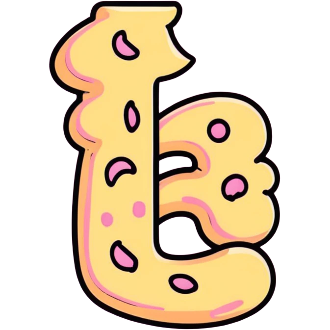 Pink alphabet cookies spelling SWICY emoji