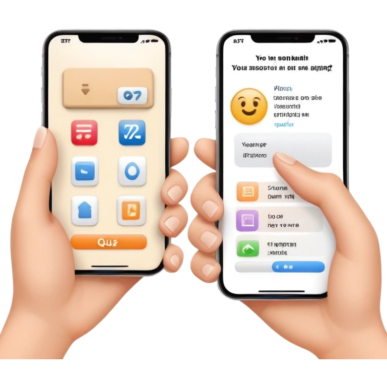 finger swiping on phone screen between two different room styles, interior design quiz emoji