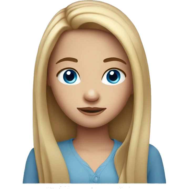 a girl with long hair straight blue eyes and freckles emoji