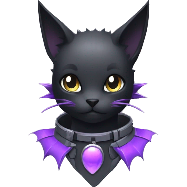 cool cute pretty black techwear grey Purple ethereal fantasy nargacuga-bat-cat-Fakemon spiked collar harness emoji