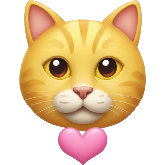 Yellow Cat head with heart eyes and three big hearts around face emoji