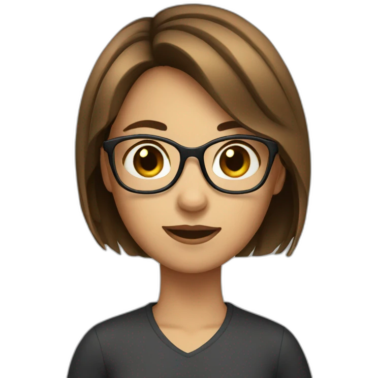 girl with short brown hair waering glasses emoji