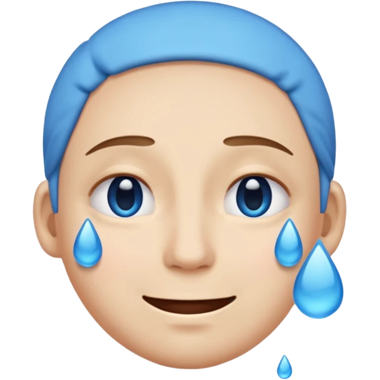 Pleading Face emoji, smiling with closed eyes and two large blue tears—iOS style. emoji