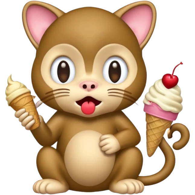 kitty cry beacuse a monkey stole his ice cream emoji