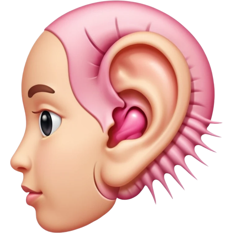 an ear with curved sound rays emoji
