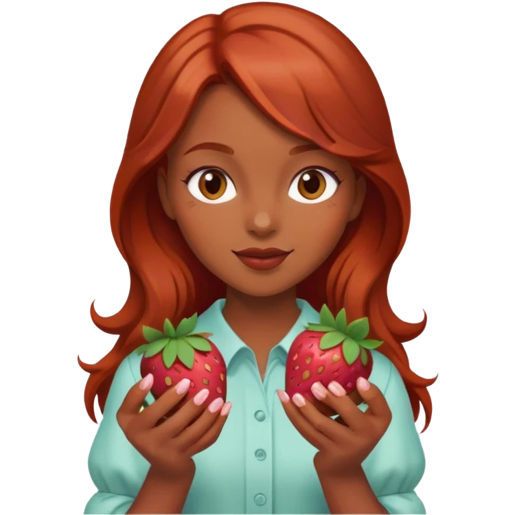 Fresas cubiertas de chocolate chocolate y chica peliroja emoji