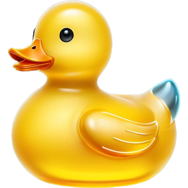glowing glass rubber duck,  minimalistic yellow transparent glass 3d neon glowing emoji