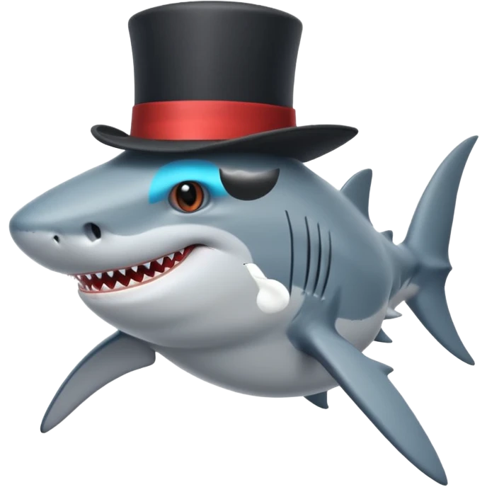 Shark with a top hat emoji