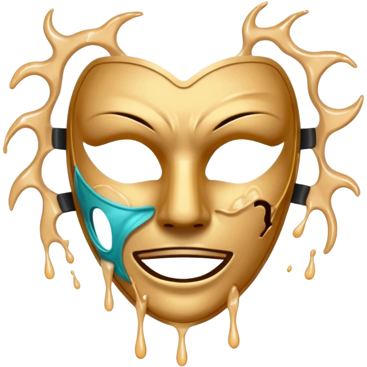 Figure ripping a mask in half, energy leaking from the tear emoji