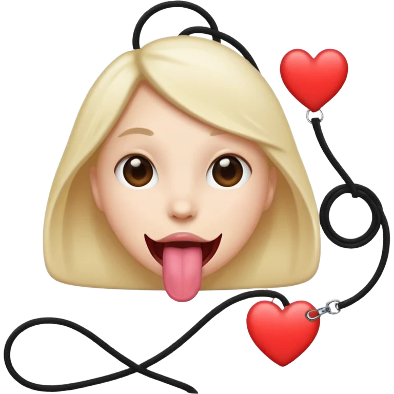 IOS heart eyes face with tongue out on leash emoji