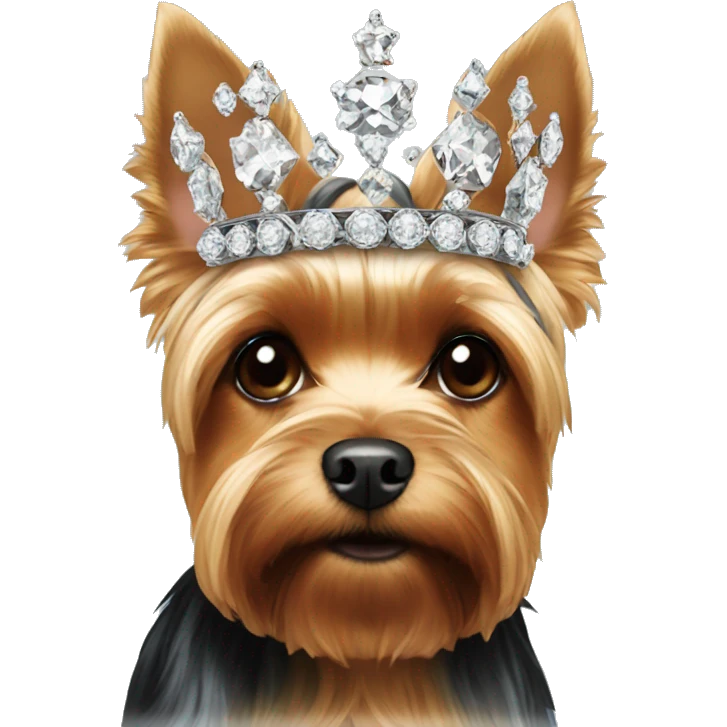 Yorkie's head in a crown of diamonds emoji